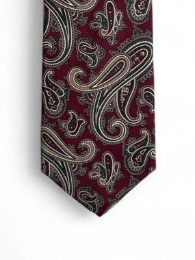 Burt Pulitzer Burgandy Paisley Silk Tie Men’s Necktie Classic Formal